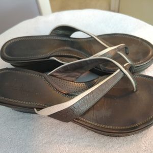 Cole Haan Bronze Slip On Wedge Sandals